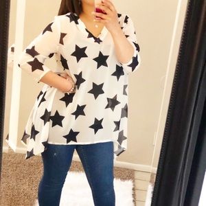 Indigo Soul, White & Blue Stars  Print , Size (L)